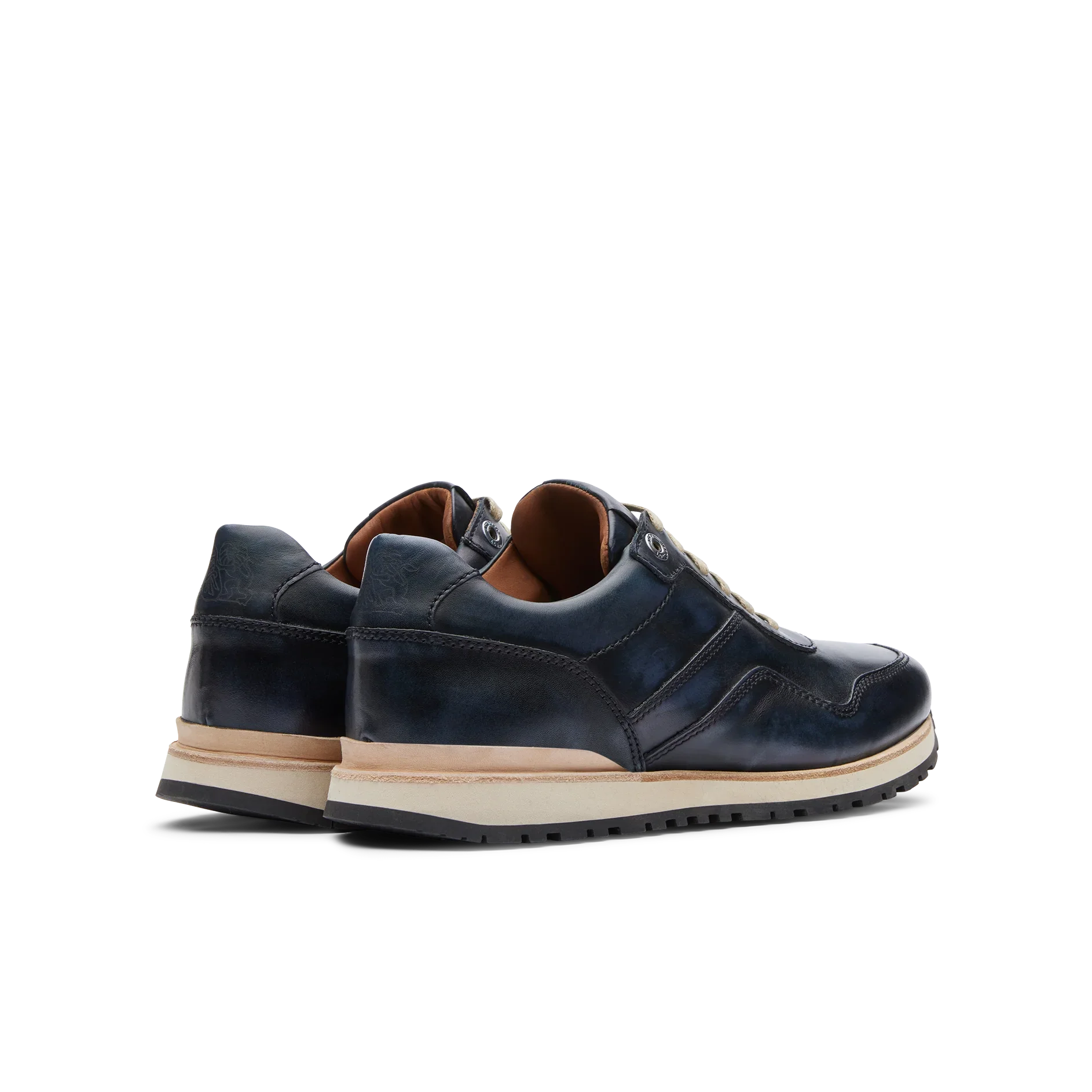 Lottusse Herren-Sneakers, Modell Tokyo, Marineblau, gebürstetes Rindsleder, Blau